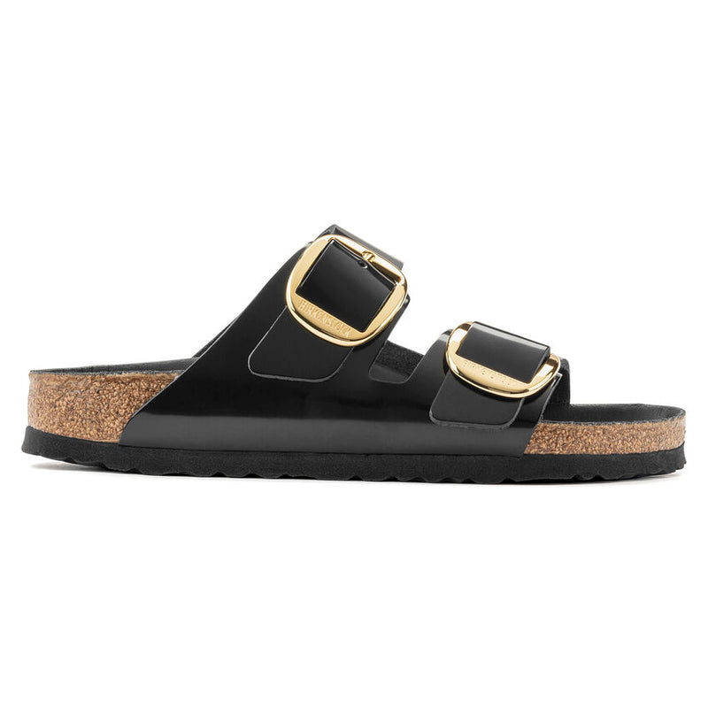 Birkenstock Arizona Big Buckle Natural Leather Patent High Shine Black Women's