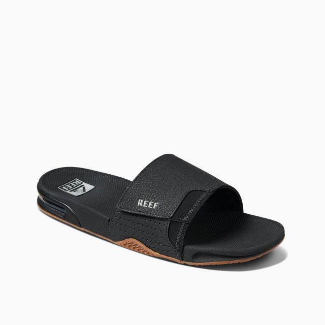 Reef Fanning Slide Black Silver Men's 1