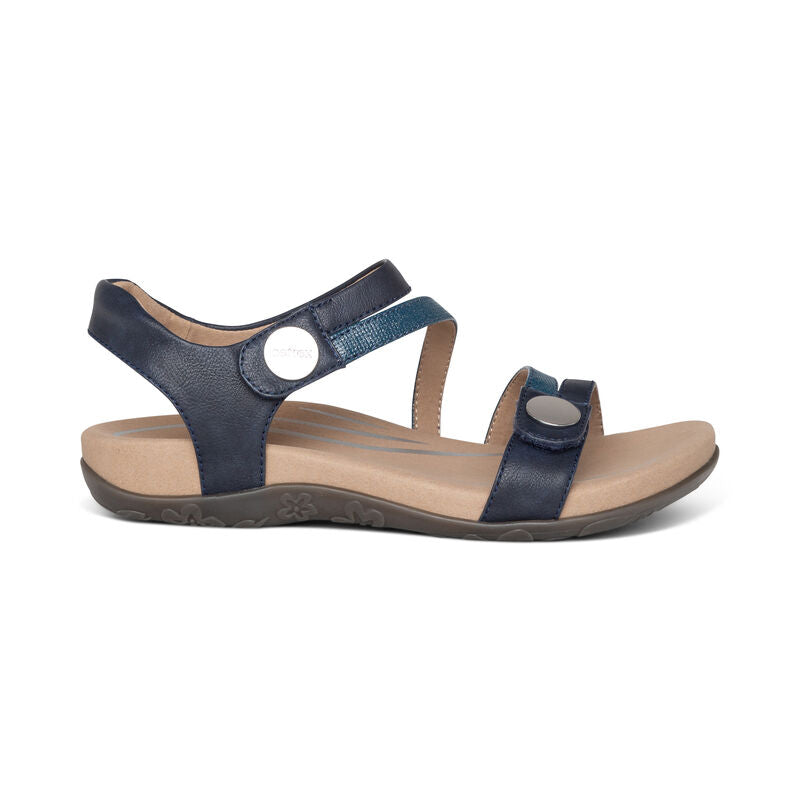 Aetrex Jess Adjustable Quarter Strap Navy Women's Sandal 2