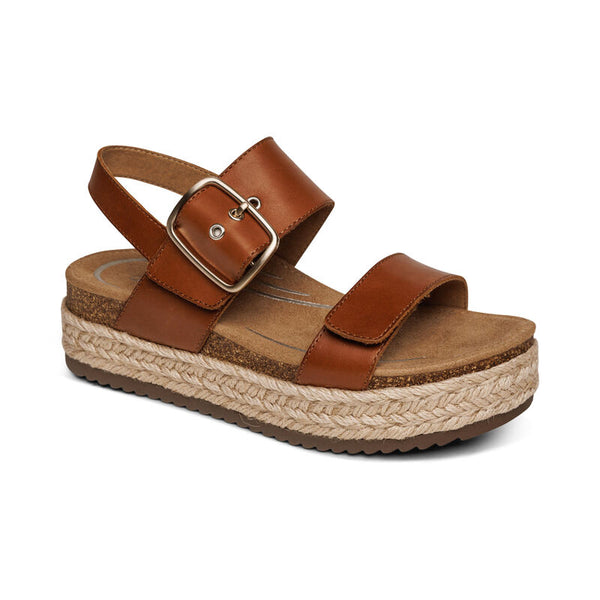 Aetrex Vania Platform Cognac Women's Sandal 1