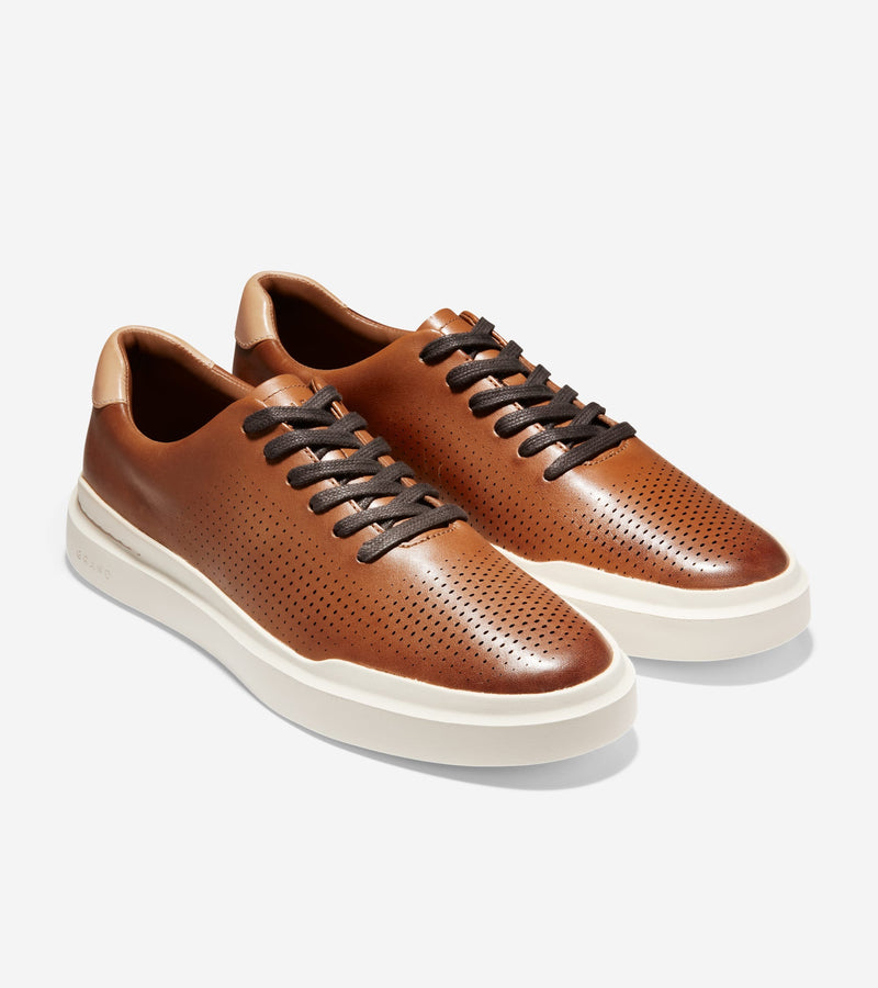 COLE HAAN GrandPro Rally Laser Cut British Tan Ivory Sneaker Men's 5