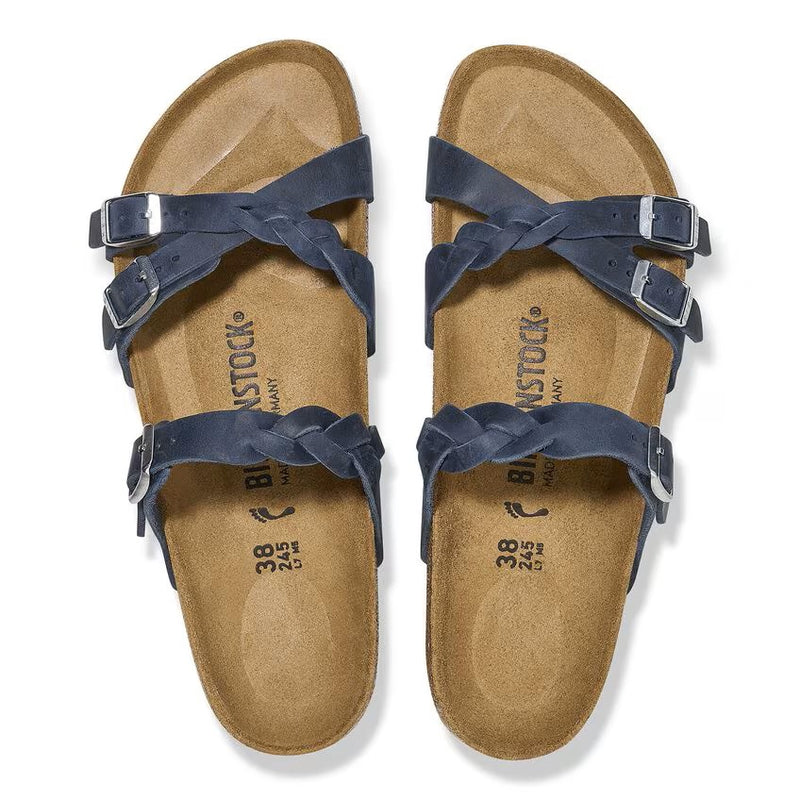 Birkenstock Franca Braided Oiled Leather Navy Women's 4