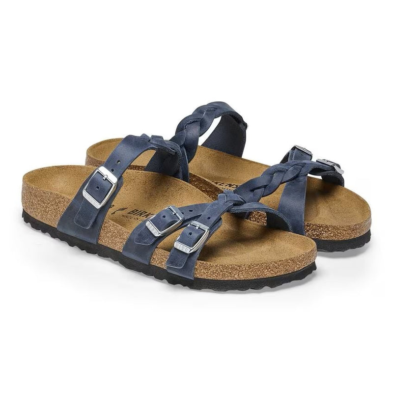 Birkenstock Franca Braided Oiled Leather Navy Women's 5