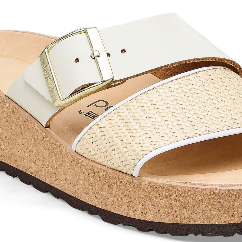 Papillio by Birkenstock Almina White Raffia Leather Sandal 6