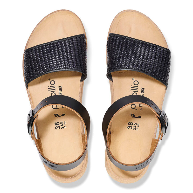 Papillio by Birkenstock Glenda Black Raffia Leather Sandal 3