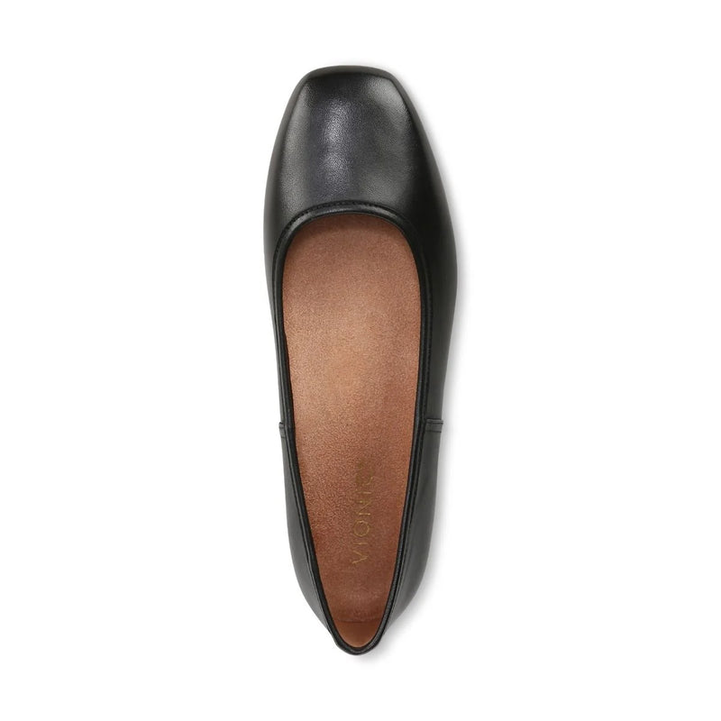 Vionic Orinda Ballet Flat Black Leather Women's 5