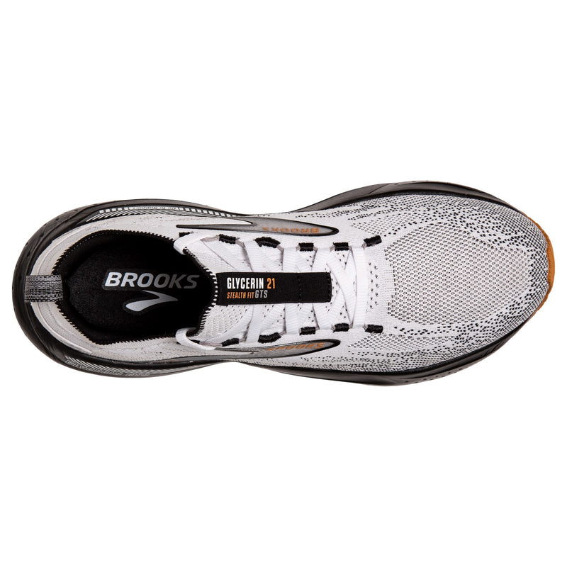 Brooks Glycerin StealthFit GTS 21 White Grey Black Mens 4