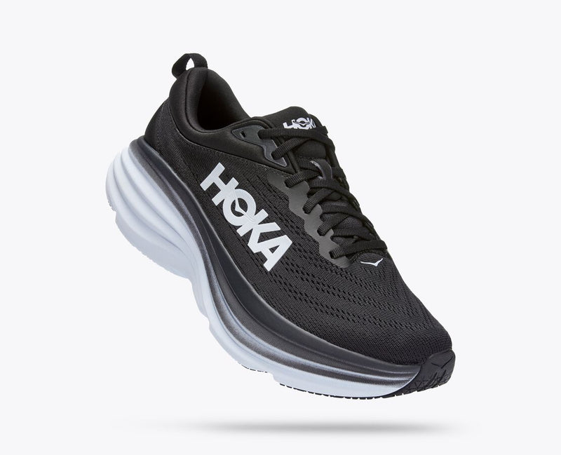 Hoka Bondi 8 Black White Extra WIDE Men's