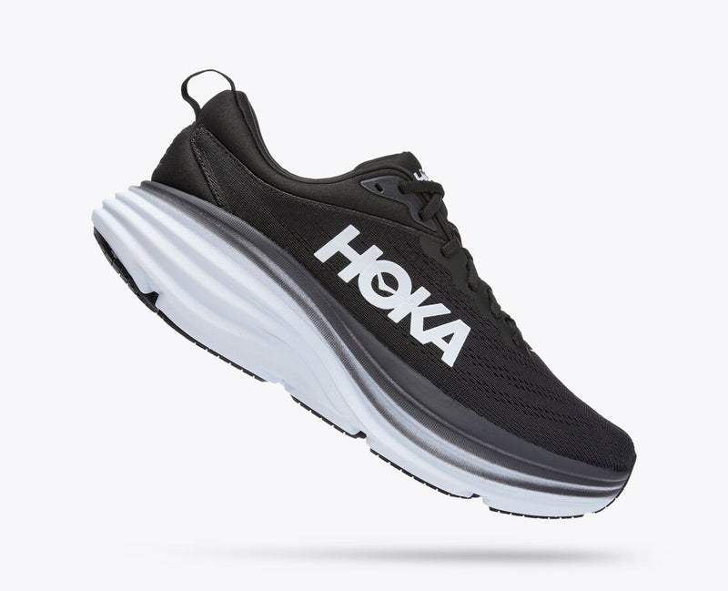 Hoka Bondi 8 Black White Extra WIDE Men's 5