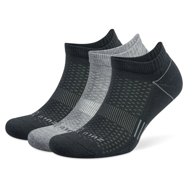 Balega Zulu No Shoe Tab 3 Pack Black and Grey