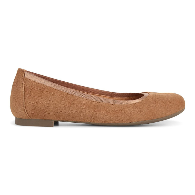 Vionic Anita Flat Tan Suede Women's