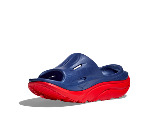 Hoka Ora Recovery Slide Bellwether Blue Red Alert Unisex