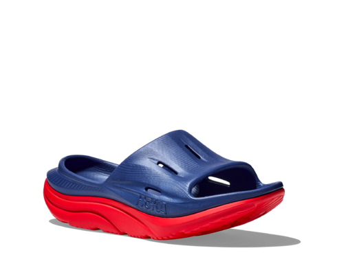 Hoka Ora Recovery Slide Bellwether Blue Red Alert Unisex