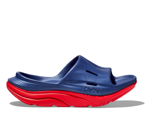 Hoka Ora Recovery Slide Bellwether Blue Red Alert Unisex