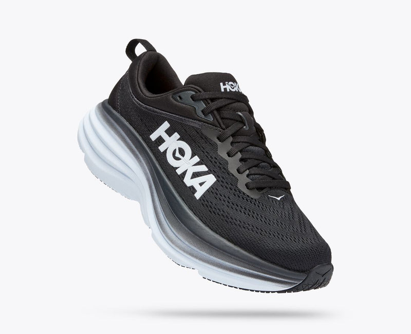 Hoka Bondi 8 Black White WIDE Women's