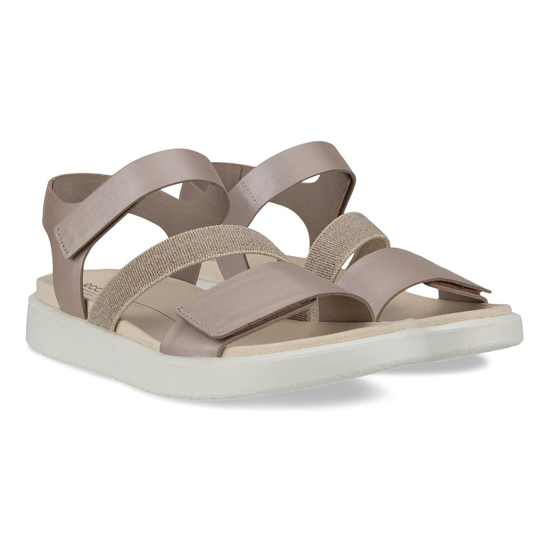 Ecco Flowt 2 Band Sandal Grey Rose Metallic Women's