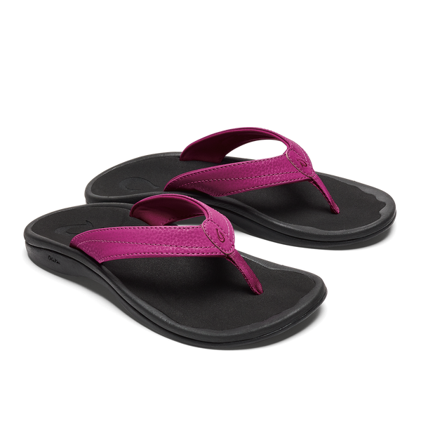 Olukai Ohana Orchid Flower Black Women's