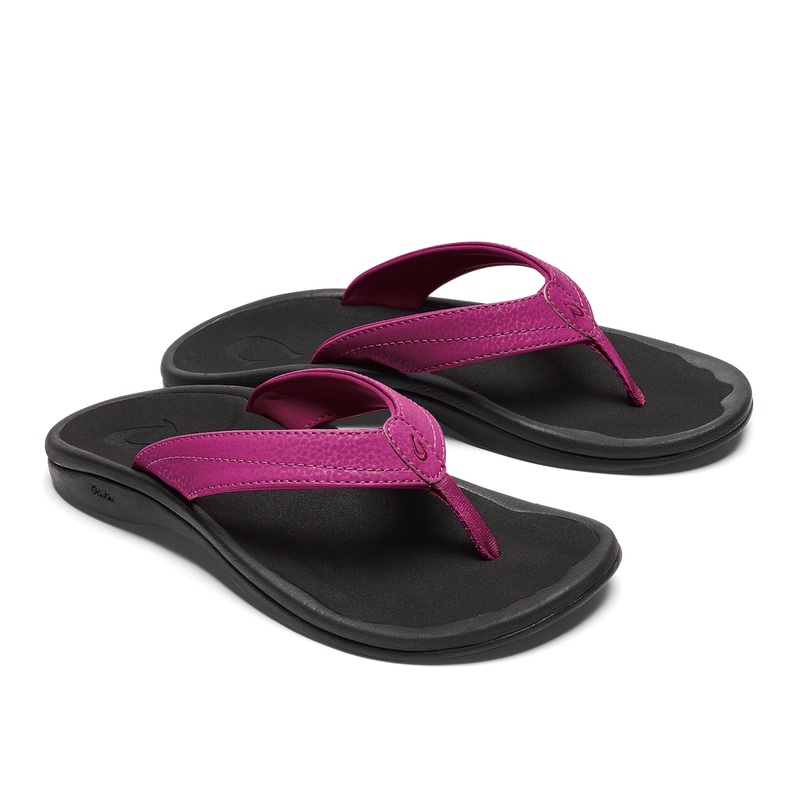 Olukai Ohana Orchid Flower Black Women's