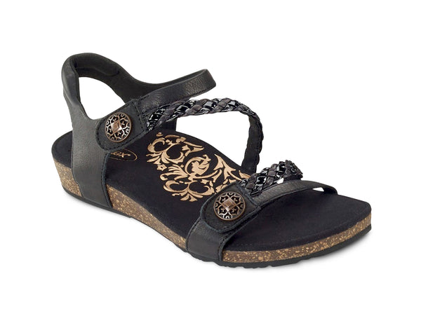 Aetrex Jillian Quarter Strap Black Women's